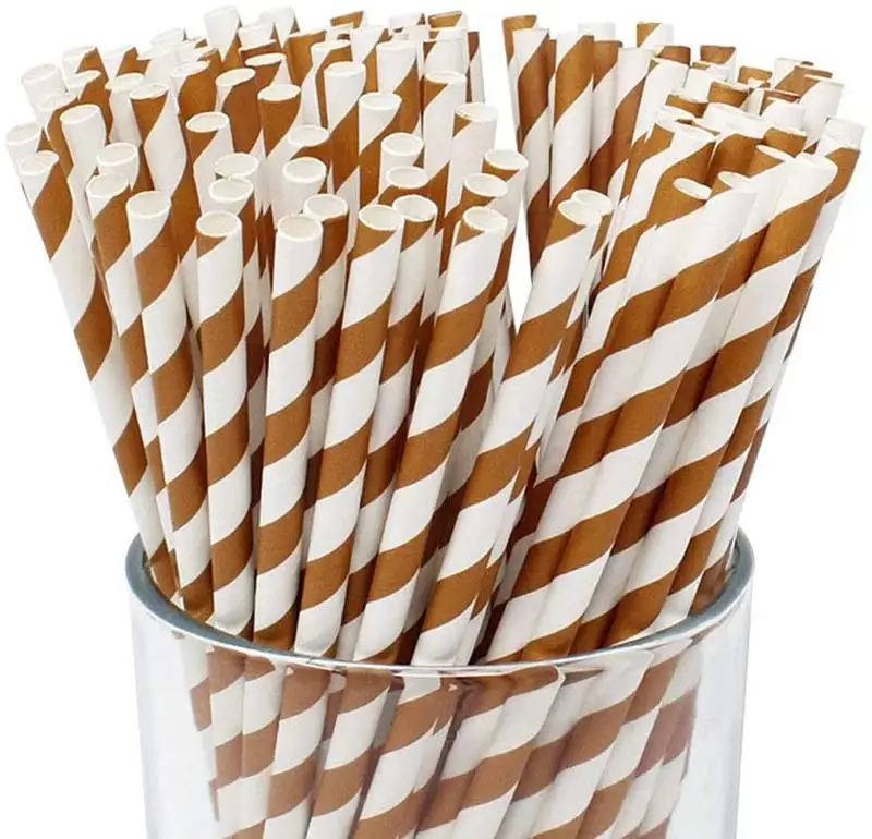 Uchampak - Biodegradable Paper Straws Bulk Assorted Rainbow Colors Striped Drinking Straws for Juice, shakes Accessories2 1