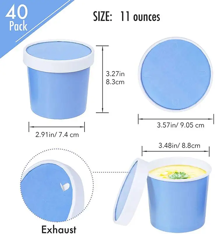 Uchampak - Poke Pak Recipiente de sopa redondo desbotable con tapa de papel para ir cun recipiente de alimentos recipiente de sopa 1