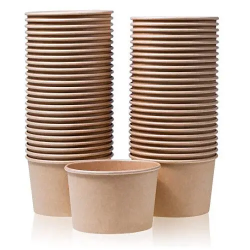 Uchampak- Poke Pak Disposable round soup container with paper lid to go bowl soup cup kraft bowl soup cup Container 1