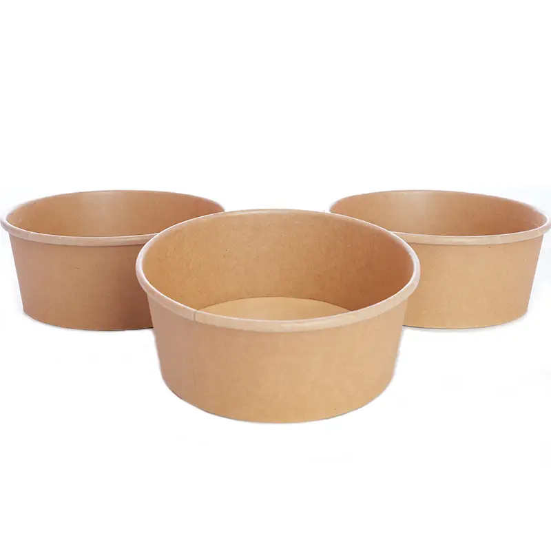 Uchampak- Poke Pak Recipient de sopa rodó d'un sol ús amb tapa de paper per anar bol tassa de sopa bol kraft recipient 1