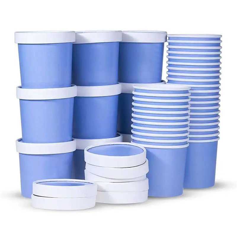 Uchampak - Poke Pak Кръгъл контейнер за супа за еднократна употреба с хартиен капак Купа за супа за еднократна употреба Контейнер 1