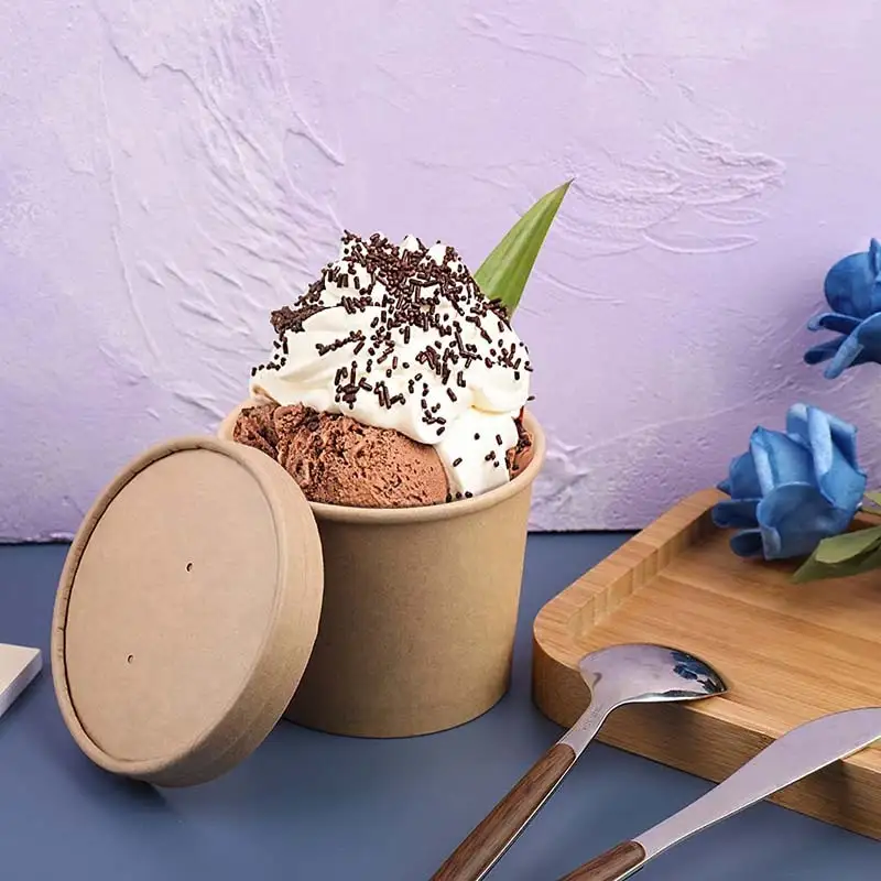 Uchampak- Poke Pak Disposable round soup container with paper lid to go bowl soup cup kraft bowl Container1 1