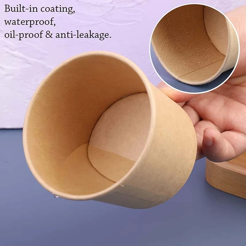 Uchampak - Poke Pak soup cup Disposable round soup container with paper lid to go bowl soup cup ice cream cup/container 1