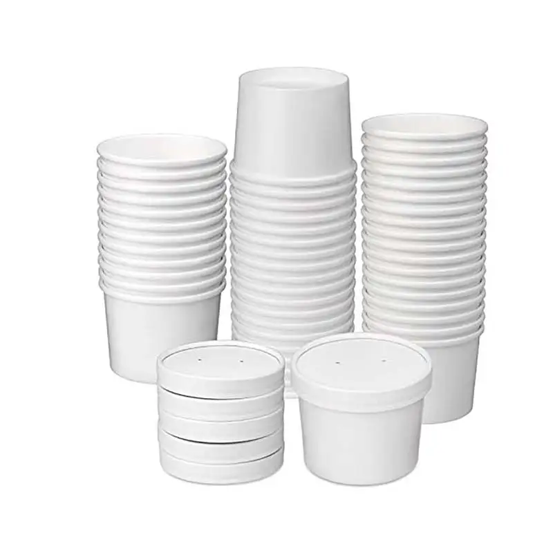 Uchampak - Poke Pak Кръгъл контейнер за супа за еднократна употреба с хартиен капак за изнасяне купа Контейнер за супа/чаша Хартиена купа Контейнер4 1
