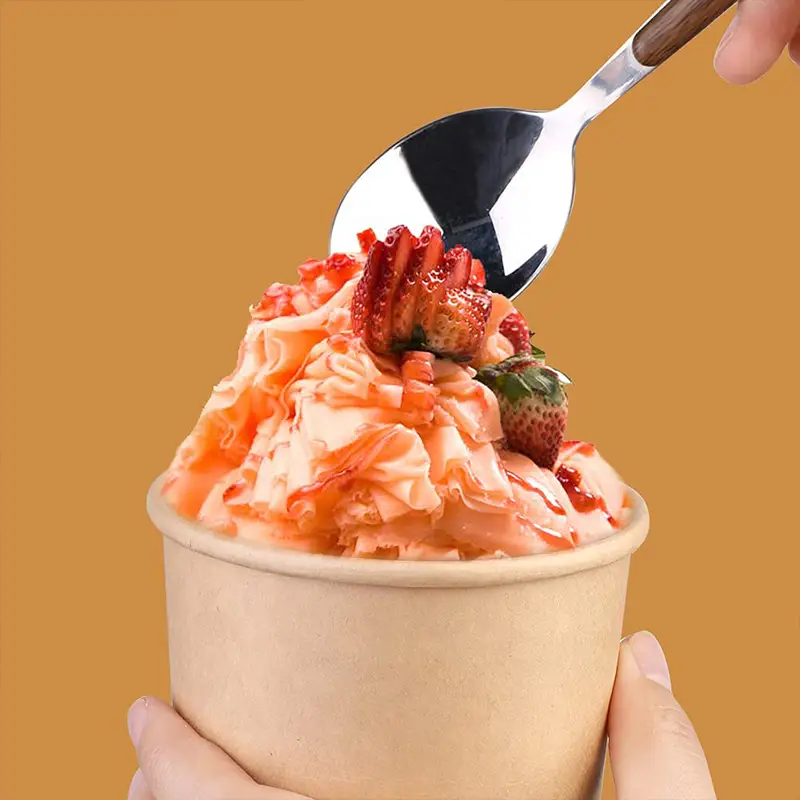 Uchampak- Poke Pak Disposable round soup container with paper lid paper soup container kraft bowl Container 1