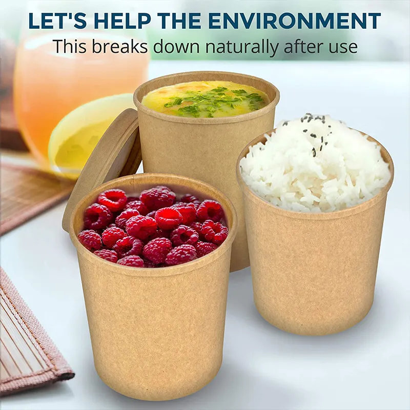 Custom paper soup cups with lids  Manufacturer | Uchampak 5