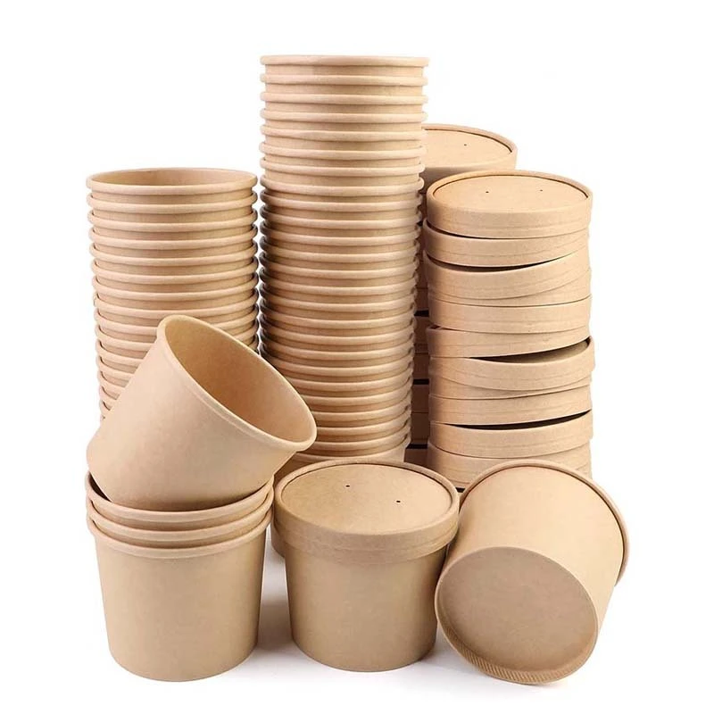 YuanChuan - To Go Bowl, Soup Bowls Party Supplies Treat Bowls for Hot/Cold Food, Soup Kraft bowls with PP lids Food containers Container 1