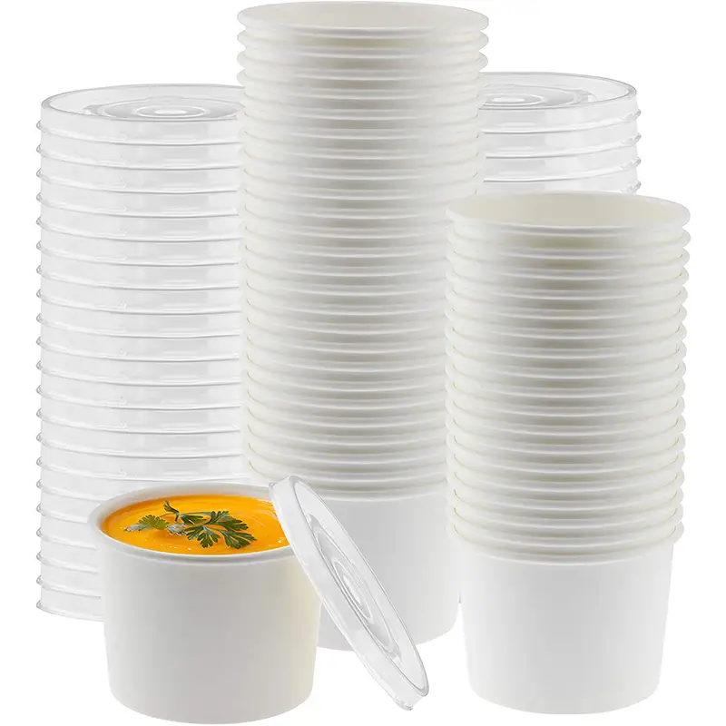 Uchampak - Disposable Soup Bowl Bulk  For Hot/Cold Food, To Go Bowl With PP Lids Food Containers 1