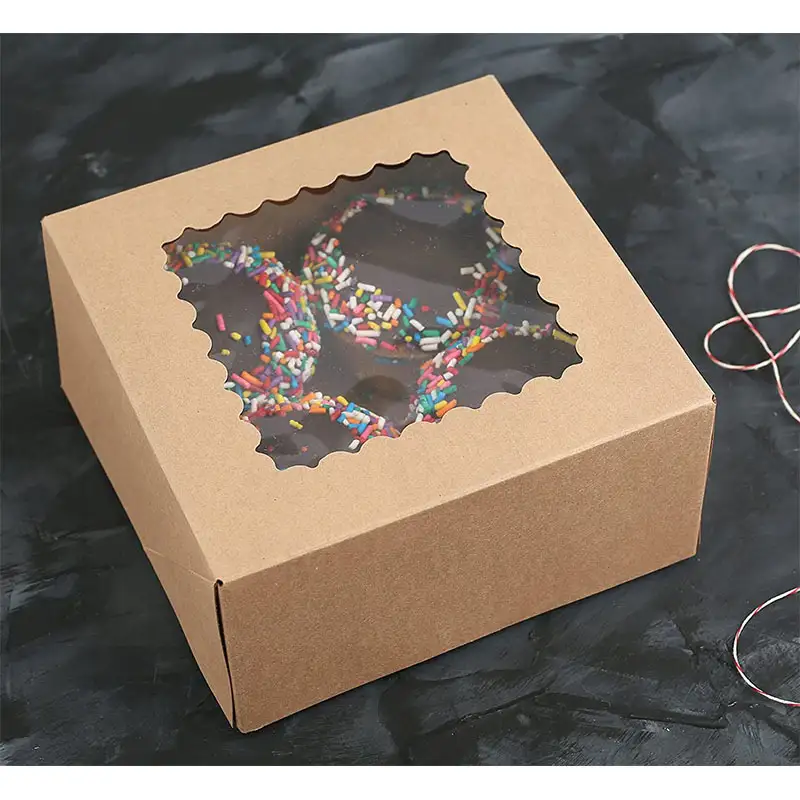 Uchampak - Oziq-ovqat idishi, Kraft jigarrang qog'ozli oziq-ovqat qutisi, yog' oqishiga chidamli, umumiy ovqatlanish uchun bir marta ishlatiladigan karton tushlik qutisi 1