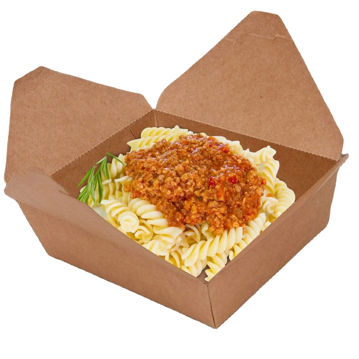 Uchampak - Paper Take Out Container Kraft Meal Food Boxes, Disposable Storage to Go Packaging Microwave Safe Leak Grease Resistant Bio Box 1