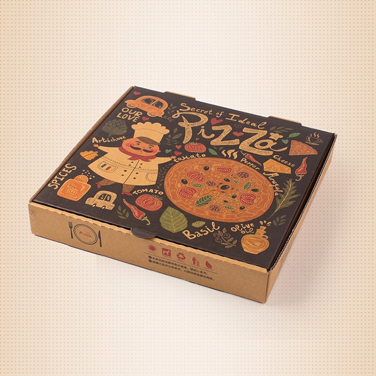Uchampak - 9'' hộp thực phẩm Trung Quốc hộp bánh pizza Ý kraft để đóng gói bánh pizza Sản phẩm dạng sóng 1