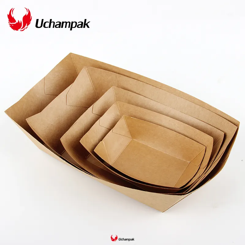 Custom brown paper food trays  Manufacturer | Uchampak 1