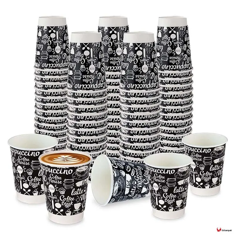 Custom disposable coffee cups with lids  Manufacturer | Uchampak 1