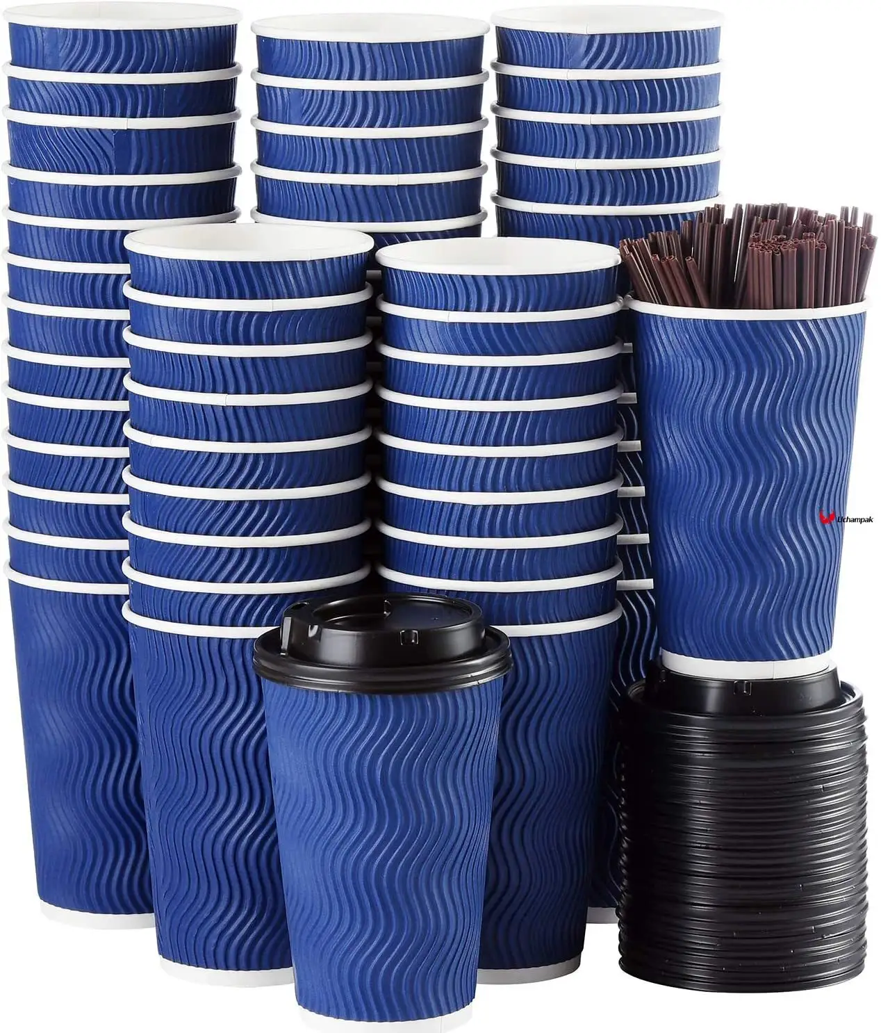 Uchampak |  12oz black ripple cups  1