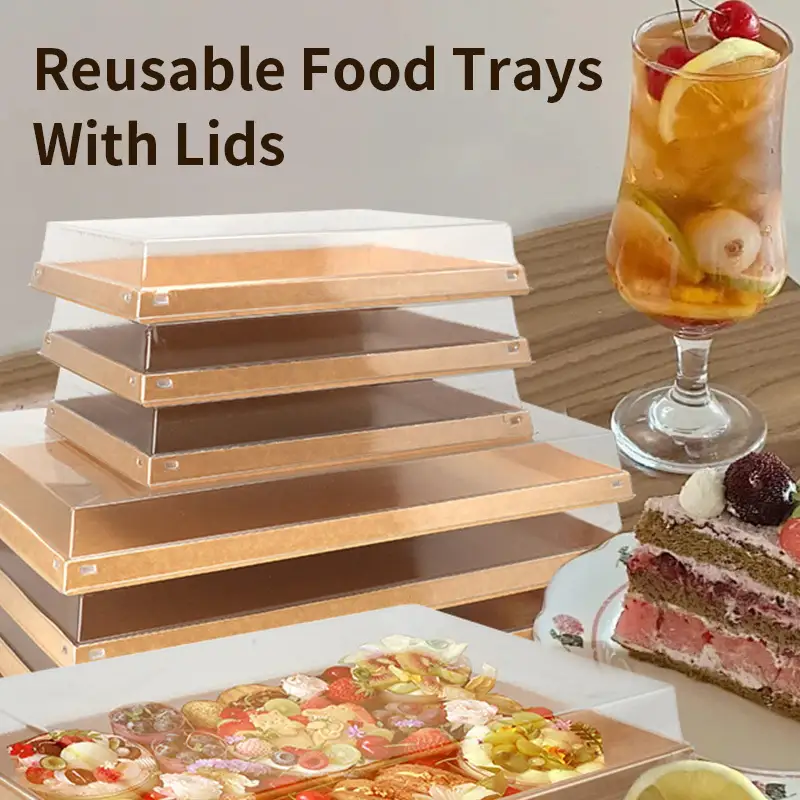 Vintage Kraft Pabeier Box mat Fënsterpabeierkaarte Box Kuch Verpackungskëschtkëscht Dessertbox Iesse Placken Paken 1