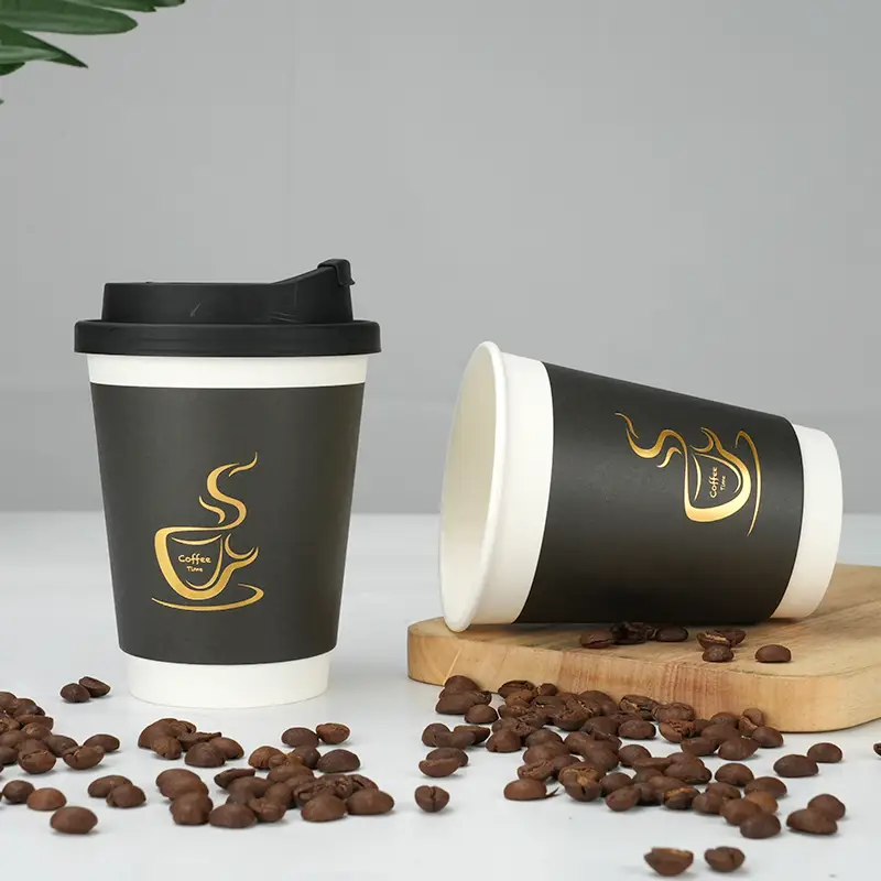 காபி ஹோம் ஆபிஸ் செலவழிப்பு காகித கோப்பை முத்திரை வணிக இரட்டை அடுக்கு தடிமன் 1