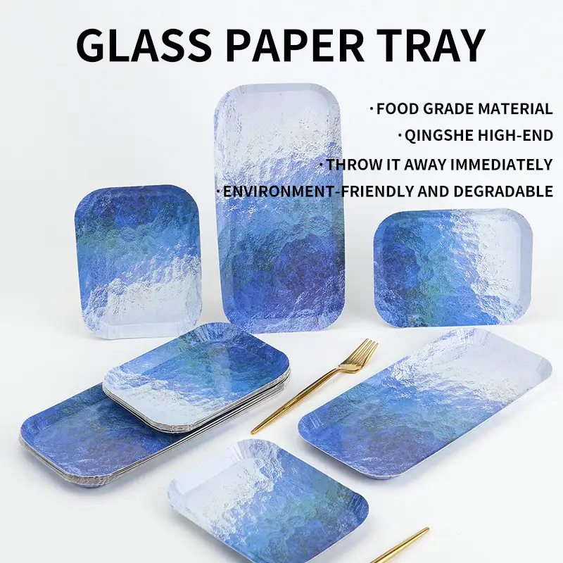 ერთჯერადი ქაღალდის ფირფიტები საყოფაცხოვრებო ქაღალდის ფირფიტები ბოსტნეულის ფირფიტები მინის ტექსტურირებული ქაღალდის ნამცხვრის ფირფიტები ძვირადღირებული დესერტის ხილის ფირფიტები 1