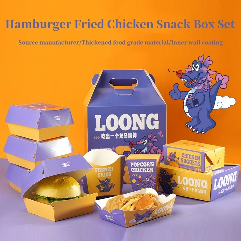 Enlevez les boîtes d'emballage de nourriture Hamburger Frises Frises Popcorn Poulet Nuggets Poulet Fried 1