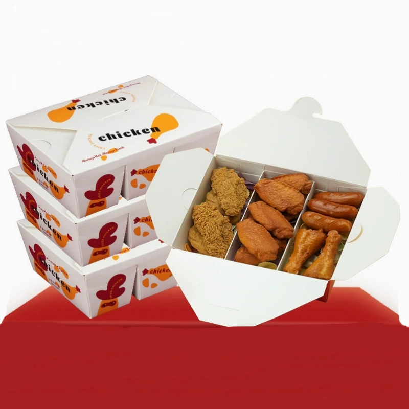 Eco-Friendly Disposable 3-Compartment Food-Grade Packaging Box for Fast Food High-Quality Takeout Boxes for Fried Chicken French Fries Packaging 1