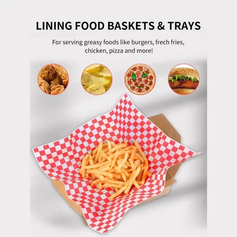נייר עטיפה עמיד לשמן ברמת מזון - דפים אטומים לשמן ללחם, כריכים, המבורגר וצ'יפס 1