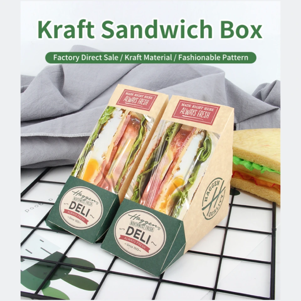 Sandwich Box-Small Sandwich Wedge Box with Window Triangular Sandwich Container 1