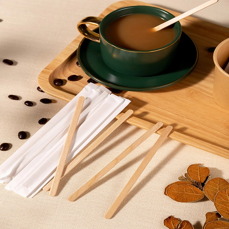 Single Packaged Coffee Stirrer Sticks Disposable Wooden Coffee Stirrers Ice Cream Hot Cold Drinking Stir Popsicle 1