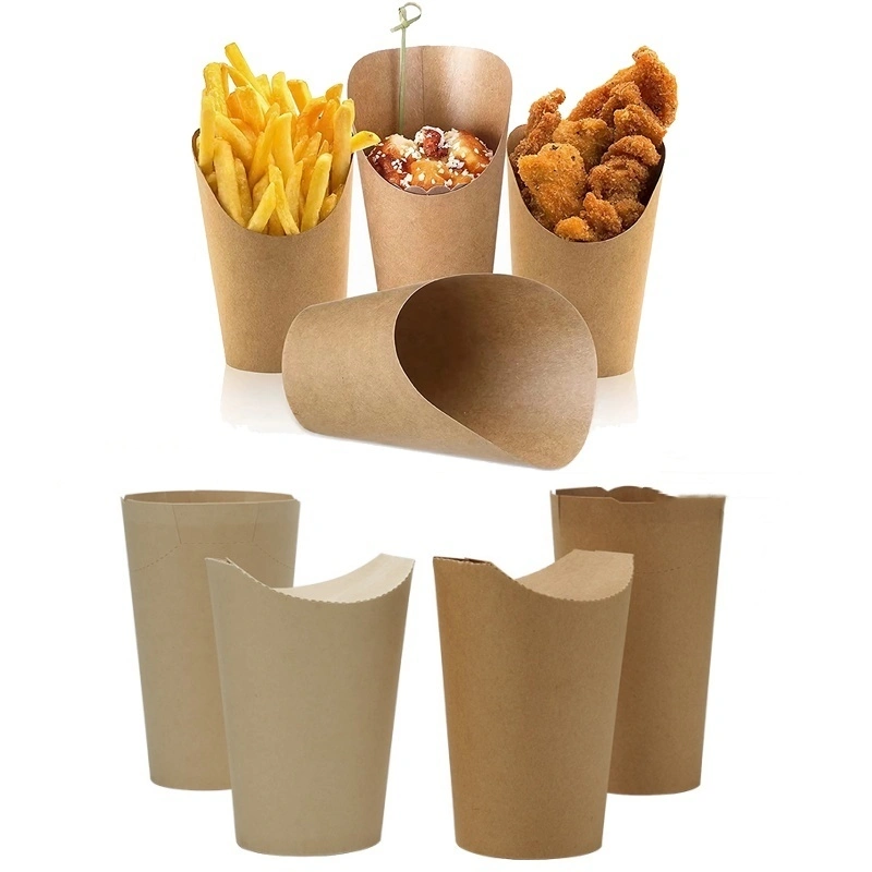 Kraft Paper French Fry Box Disposable Kraft Paper French Fry Cup French Fries Holder Snack Potato Chips Box Party Supplies 1