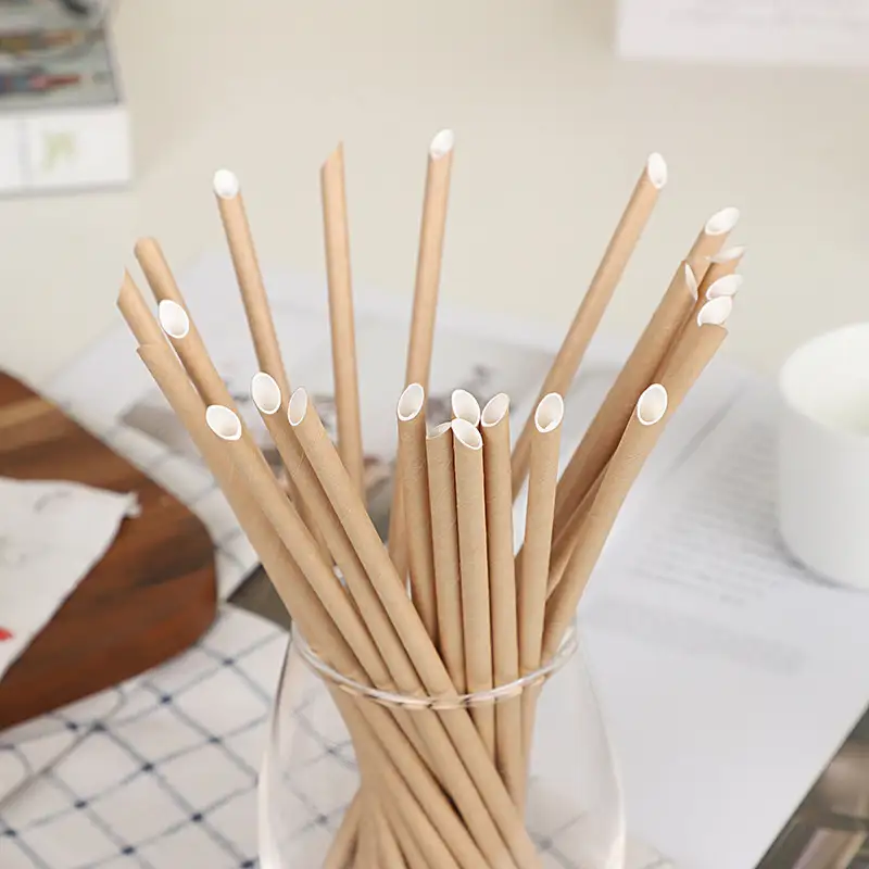 Disposable Straws Paper Straws Brown Bulk Durable&Eco-friendly Non-soggy for Drinks Juice Coffee Cold Drinks Party Supplies 1