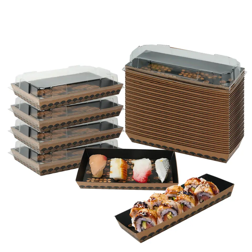 ಆಯತಾಕಾರದ ಸುಶಿ ಟೇಕ್‌ಅವೇ ಬಾಕ್ಸ್ ಸುಶಿ ಟ್ರೇ ಕ್ರಾಫ್ಟ್ ಪೇಪರ್ ಮೀಲ್ ಸ್ಟೋರೇಜ್ ಕಂಟೇನರ್ 1