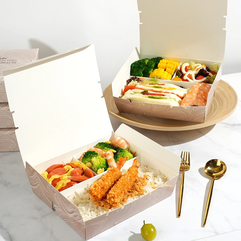 Cajas de papel para comida al por mayor Uchampak con compartimentos: envases desechables para comida para llevar 1