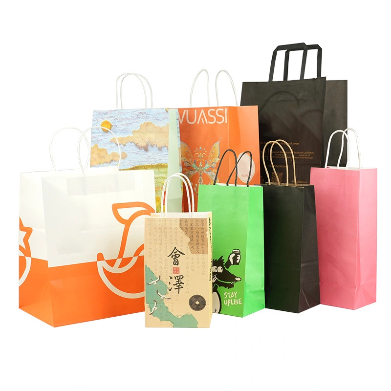 Uchampak Bulk Custom Paper Bags – High-Quality Kraft Handles for Food & Takeaway 1