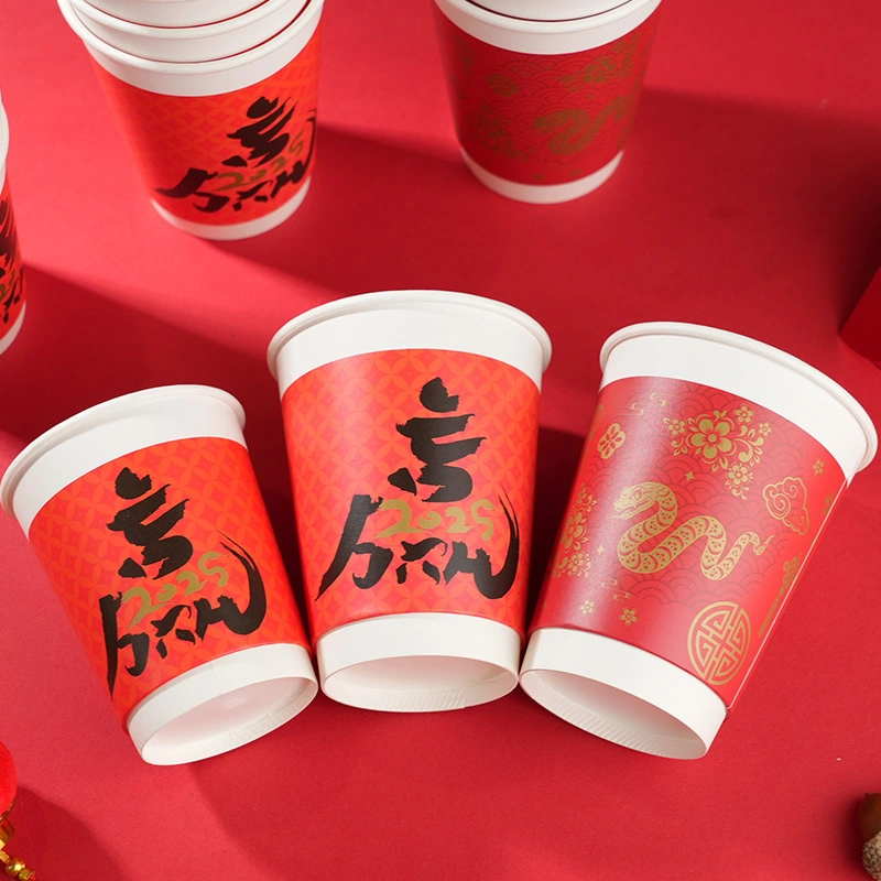 Factory Custom chinese New years All 8/10/12/16/20 oz Disposable Double Wall Paper Cup Custom Logo Coffee Paper Cup 1