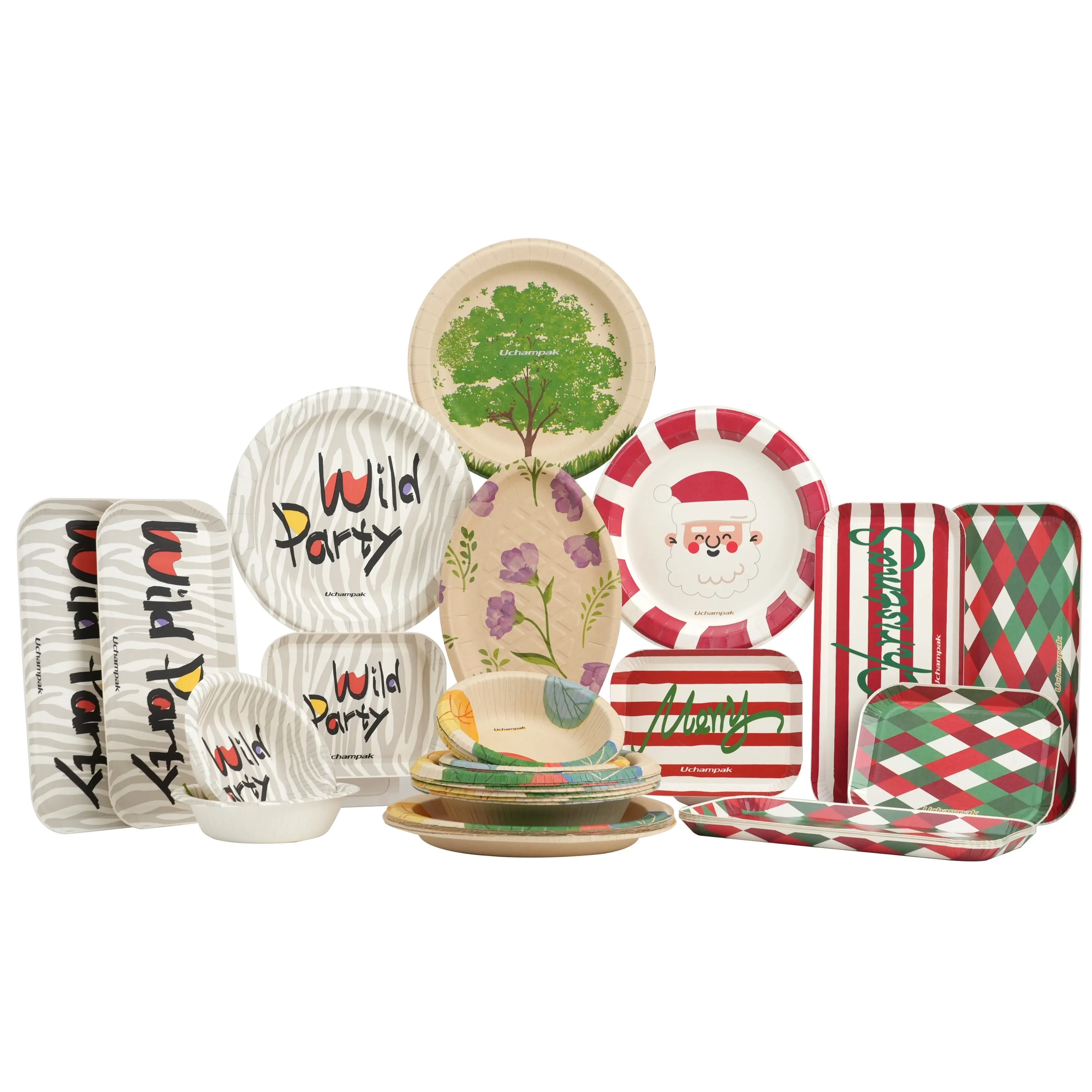 Platos de papel biodegradables a granel Uchampak: duraderos y ecológicos para el sector alimentario. 1