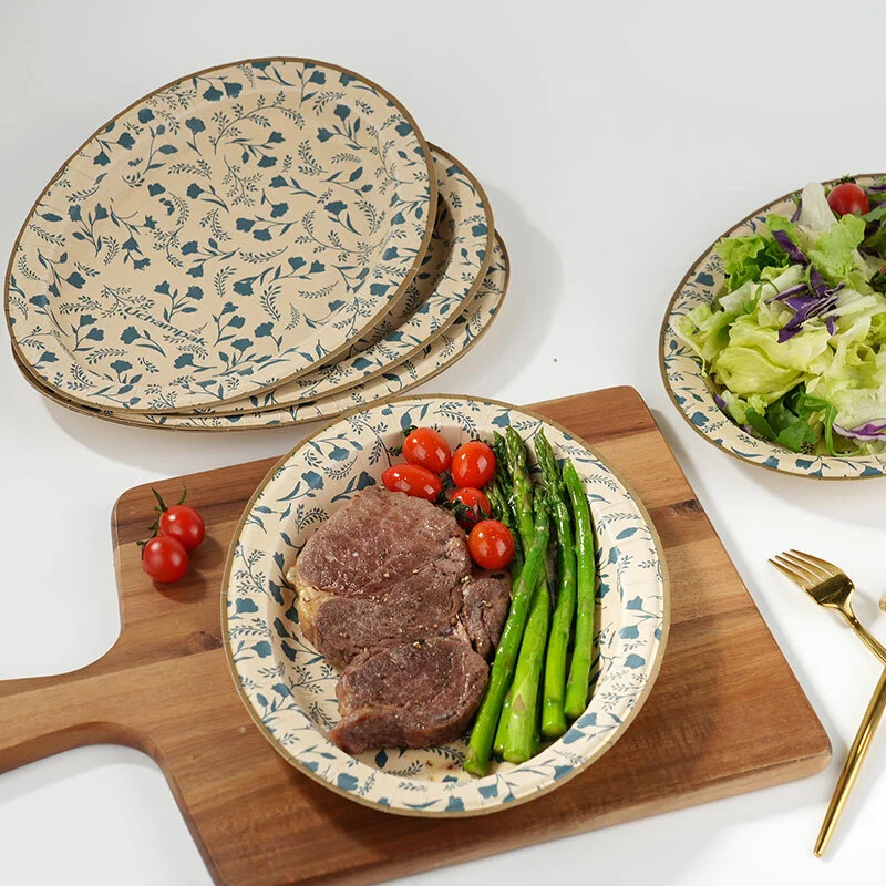 Platos de papel biodegradables personalizados Uchampak: resistentes y a prueba de grasa para fiestas y restaurantes 1