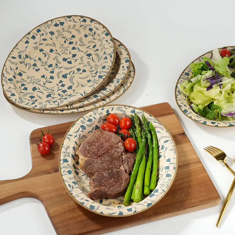 उचंपक कस्टम बायोडिग्रेडेबल पेपर प्लेट्स - पार्टी आणि रेस्टॉरंटसाठी ड्युटी, ग्रीसप्रूफ 1