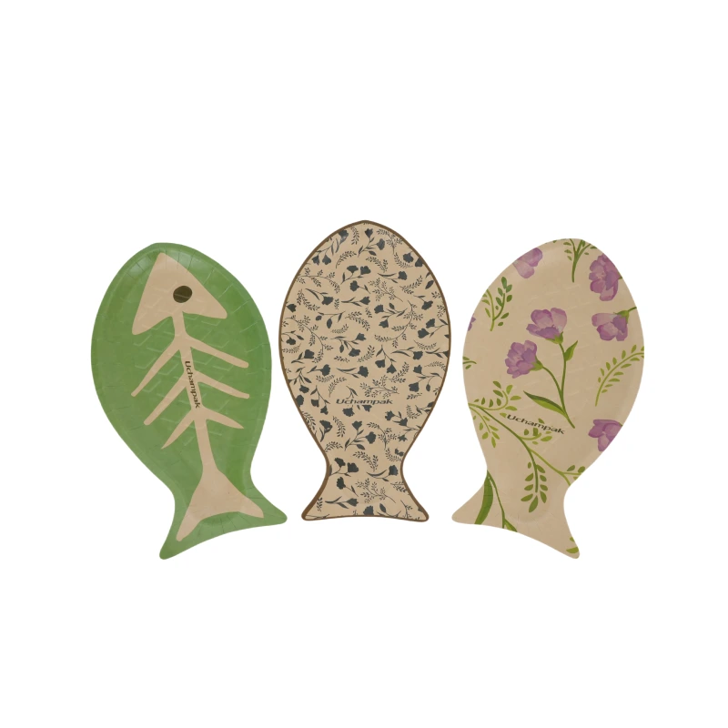 Учампак папирни тањири по мери – издржљиви тањири у облику рибе отпорни на масноћу за ресторане 1