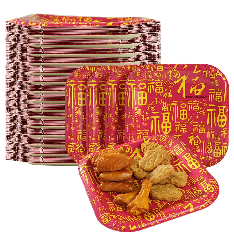 Uchampak Bulk Biodegradable Paper Plates – Heavy Duty Rectangle Plates for Catering 1