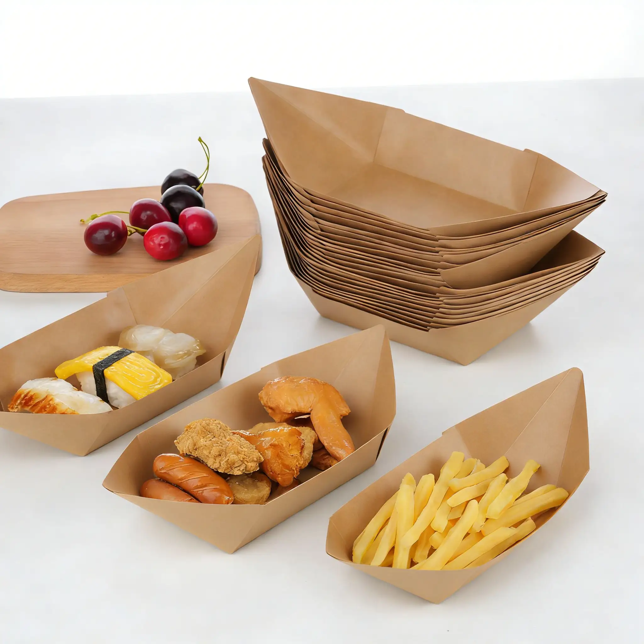 Uchampak Papier-Servierschalen in Bootsform – Einweg-Servierschalen für Tacos, Grillgerichte und Snacks 1