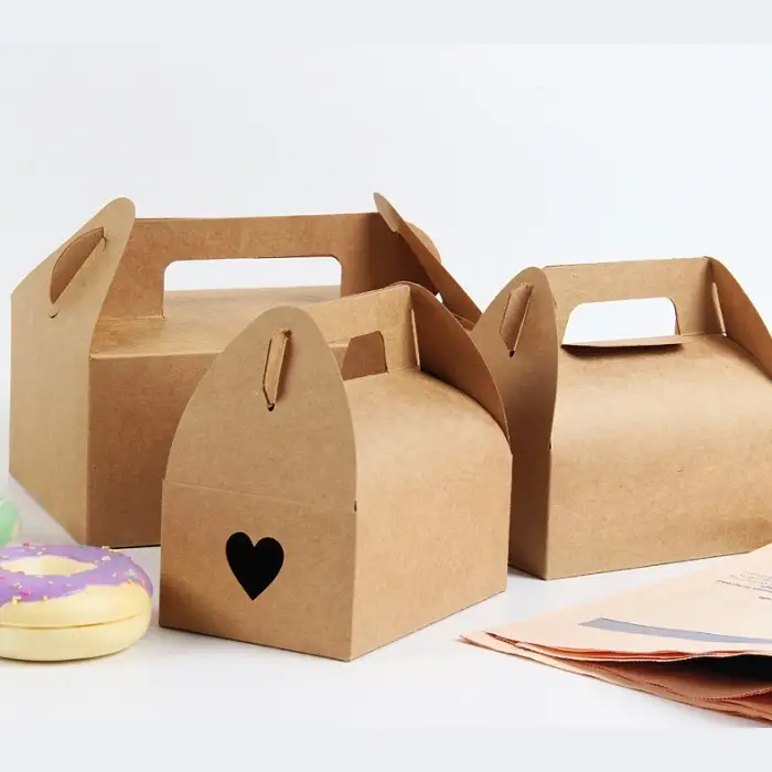 Uchampak - Cutie de tort din hârtie personalizată de calitate alimentară cu geam cu mâner &amp; Pachet pliabil 1