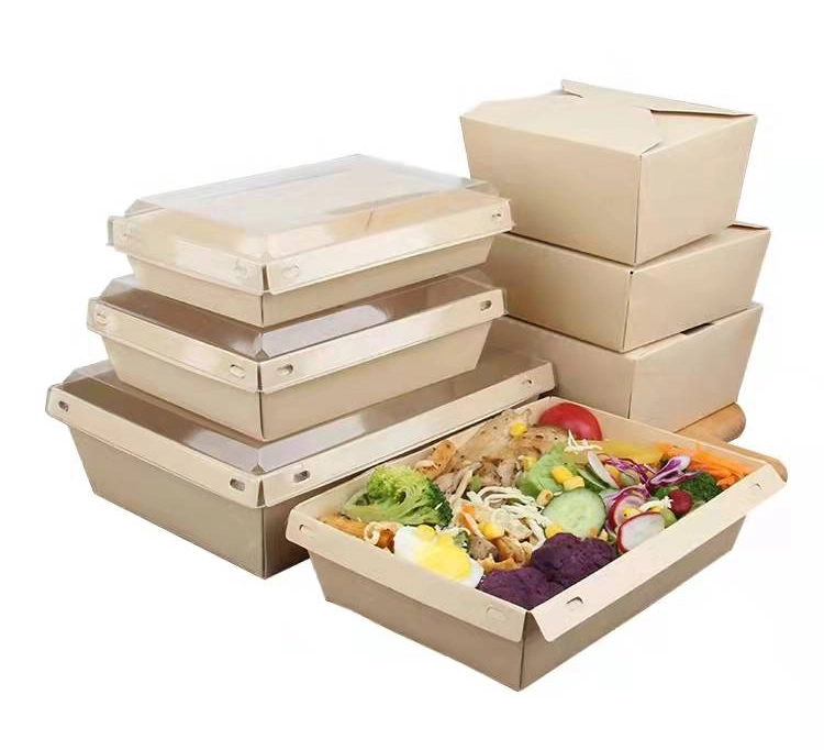 Uchampak - Boîtes à emporter en papier kraft écologiques en gros d'usine Boîte à lunch compostable personnalisée à emporter Bio Box 1