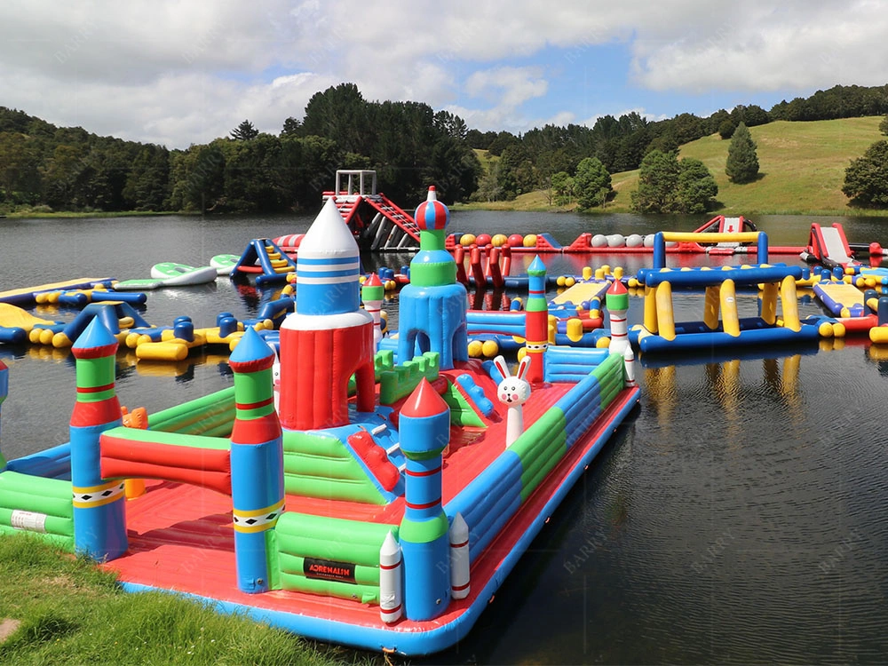Kids n Adult Big Floating Island Water Castle Inflatable Aqua Park 1