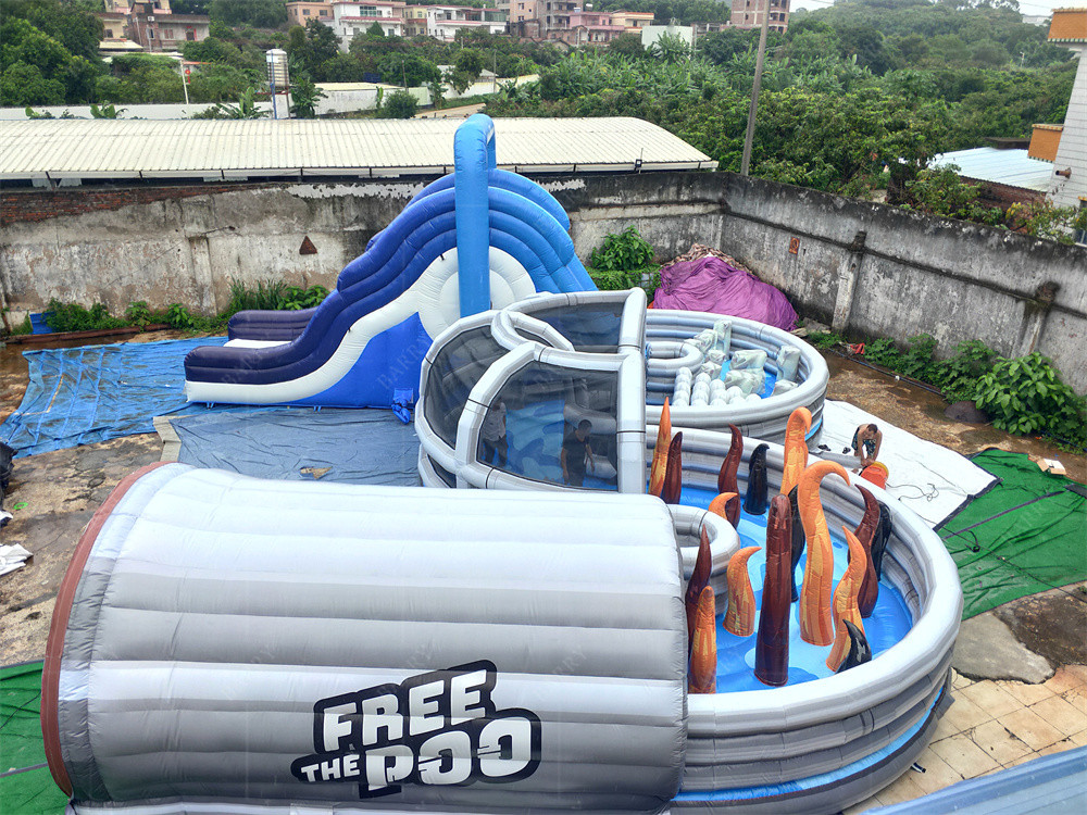 carrera de obstáculos inflable grande para uso comercial