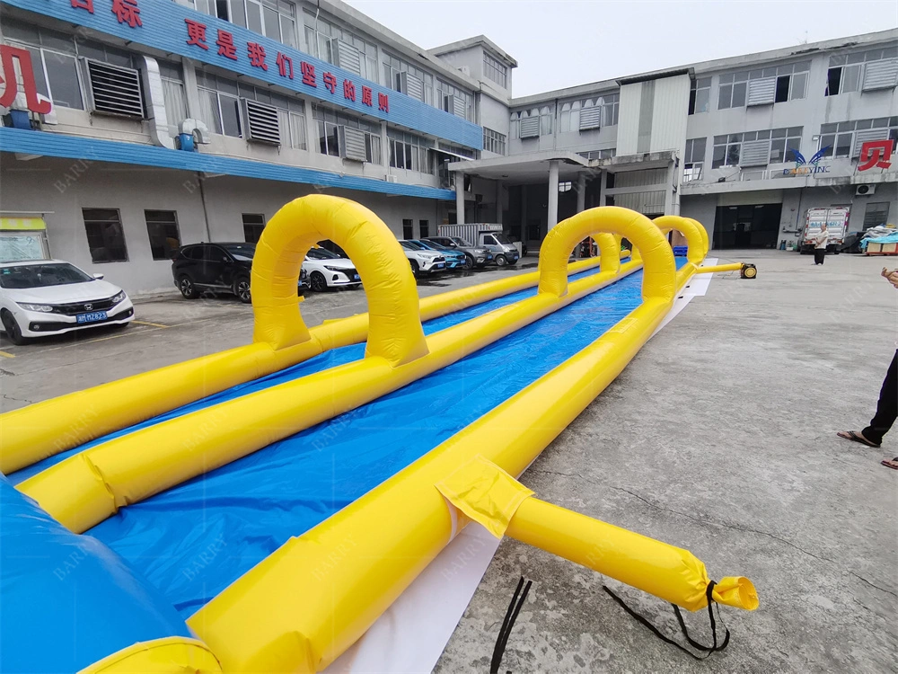 Custom Yellow & Blue Color Inflatable Water Slide Slip n Slide with Pool 1