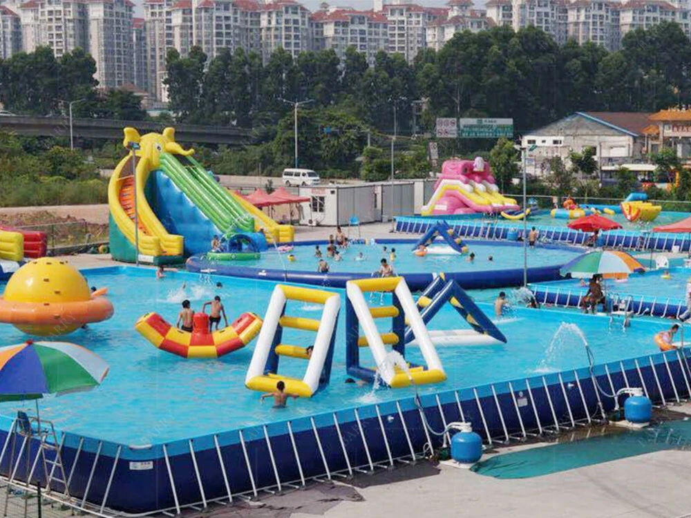 Parque acuático de la piscina del marco de la diapositiva de la piscina del elefante con los juguetes del agua 1