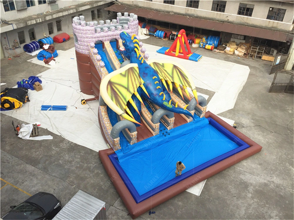Realistic Dinosaur Inflatable Slides For Kids With Water Pool 1