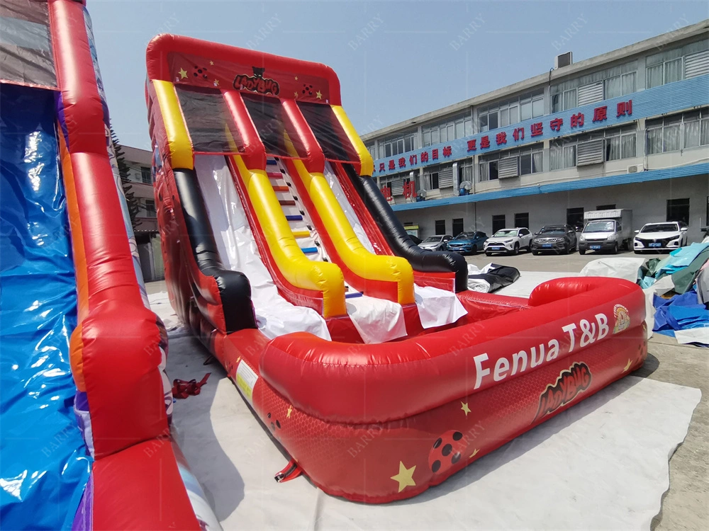 Tobogán acuático inflable del rojo los 27.8ft de la muchacha de la mariquita con la piscina para los niños 1