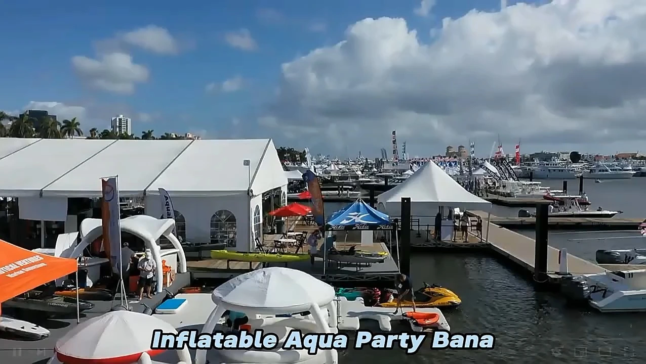 Outdoor Water Amusement Equipment Inflatable Water Platform With Tent 1