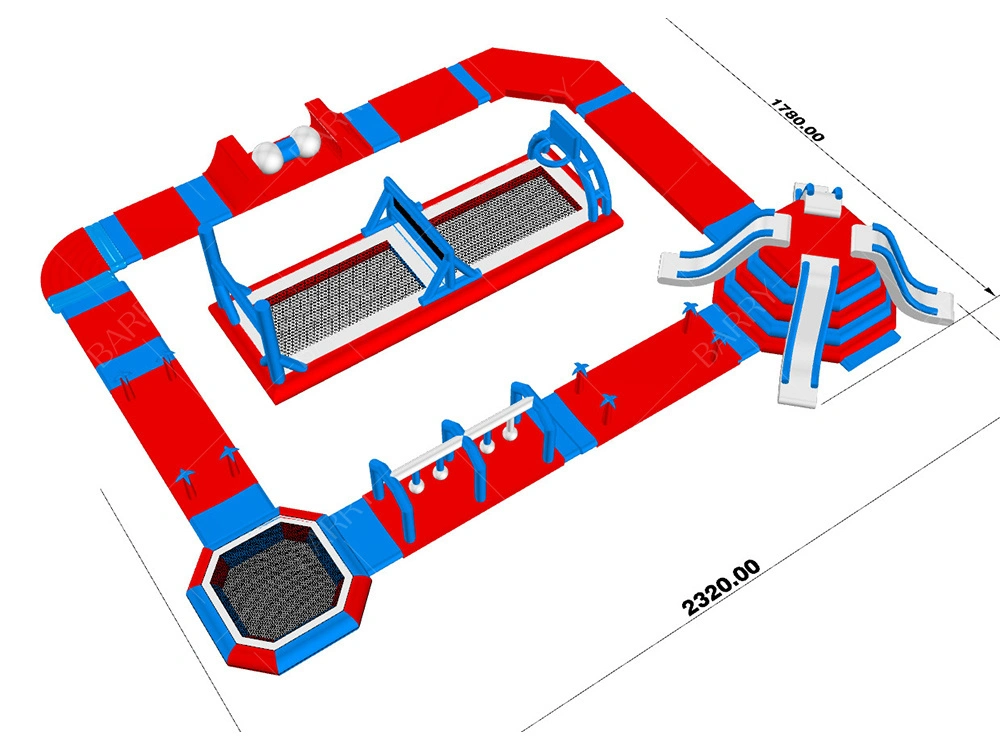 Parque acuático inflable flotante de PVC de 0,9 mm para lago y juegos acuáticos. 1