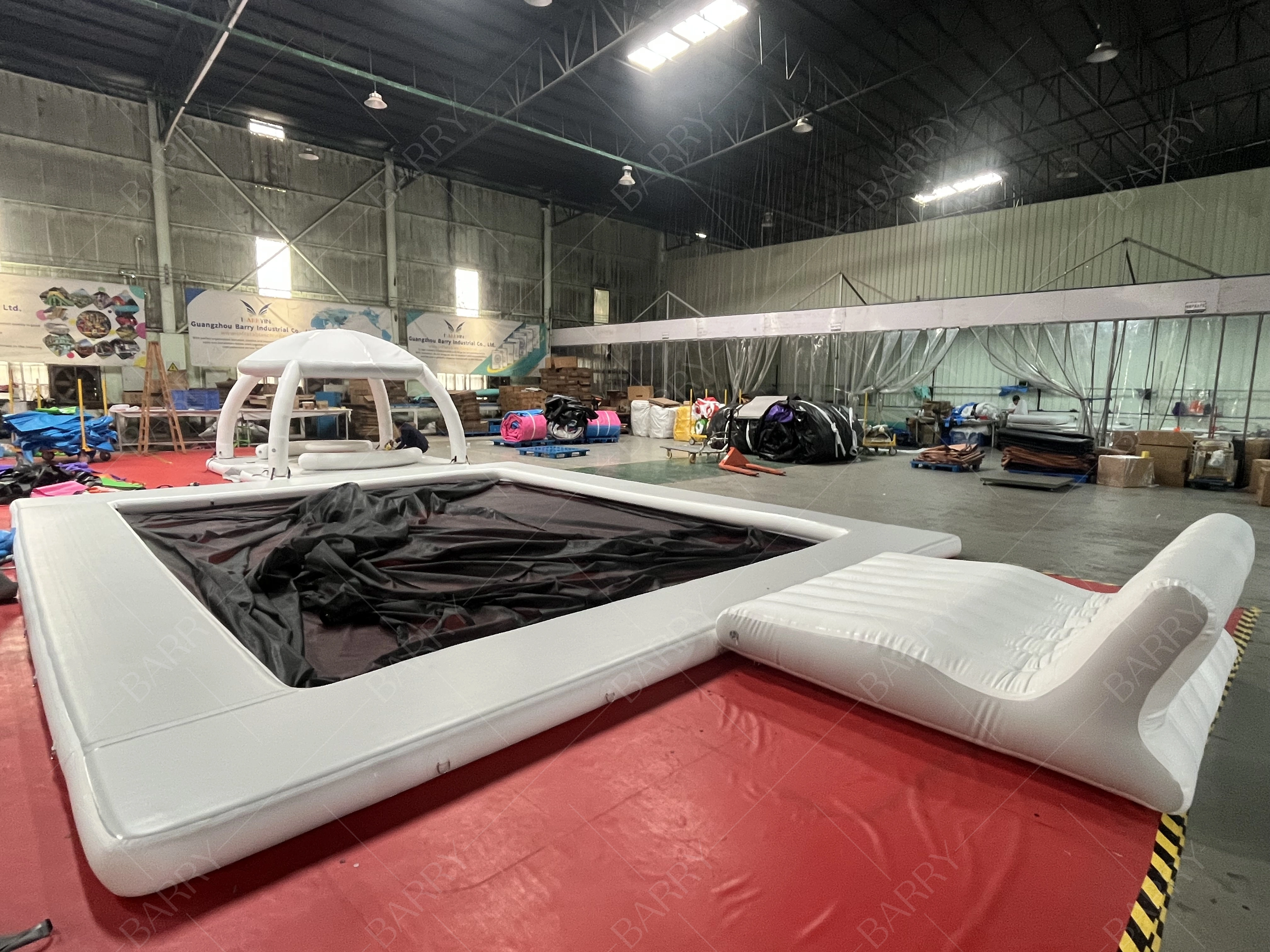 White Inflatable Floating Island with Sunshade & Lounger 1