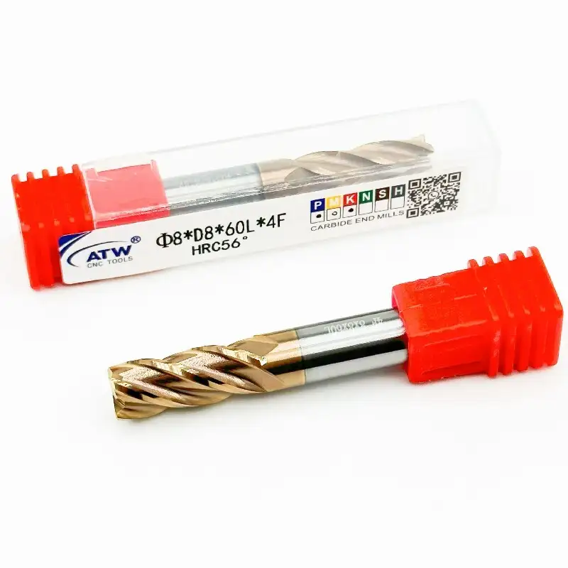 High Efficiency Carbide 4 Flute Flattened End Mills HRC56 for Lathe Machining 1